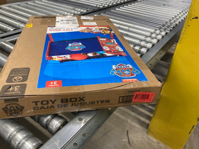 Photo 1 of ***THE BLUE PART IS FABRIC***Delta Children PAW Patrol Toy Box Toy Box with Retractable Fabric Top, Blue SIZE: Assembled Dimensions: 23.62”W x 14.17”D x 15.35”H | Easy assembly***THE BLUE PART IS FABRIC***