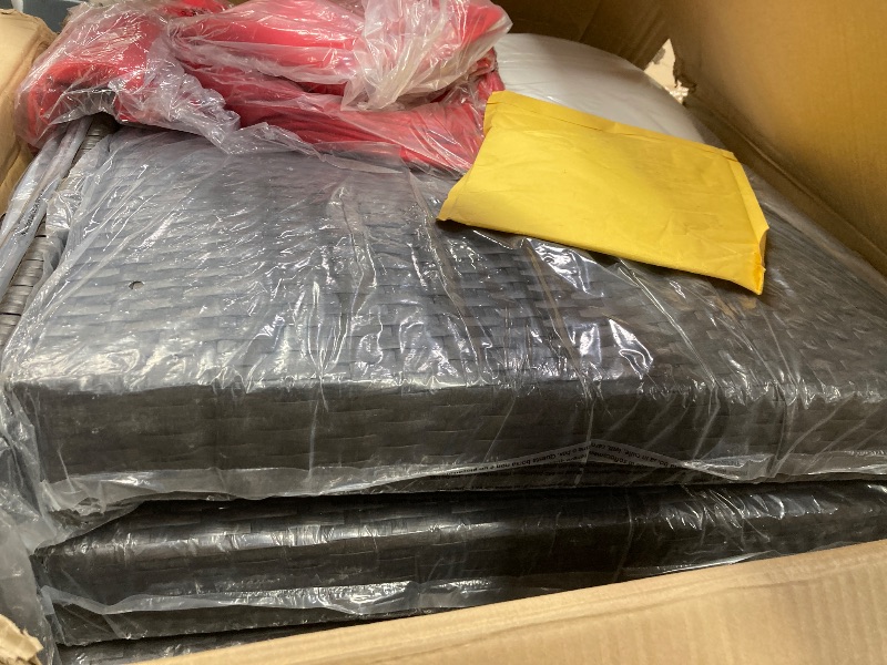 View 2 of ***BOX 2 OF 2/ONLY THE LARGE SOFA WITH 3 SEATS, CUSHIONS AND COVERS*****Shintenchi 6 Pieces Patio Furniture Sets Outdoor All-Weather Sectional Patio Sofa Set PE Rattan Manual Weaving Wicker Patio Conversation Set with Glass Table&Ottoman Cushion and Red P
