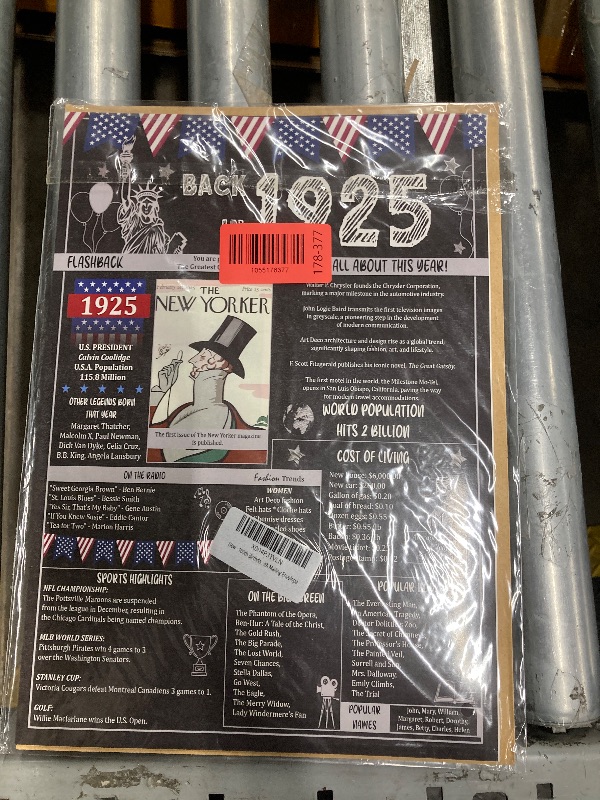 Photo 1 of 100th Birthday Gifts Ideas for Men or Women. Back In 1925 Giant Greetings Card. Bday Party Decor Home Supplies. Gift for him or her Turning 100 Years Old. Vintage 13x9 In Card with Mailing Envelope