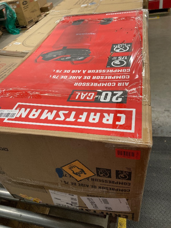 View 3 of ***PARTS ONLY***Craftsman Air Compressor, 20 Gallon Oil-Free 1.8 HP Max 175 PSI Pressure Two Quick Couplers Big Capacity, Red- CMXECXA0232043