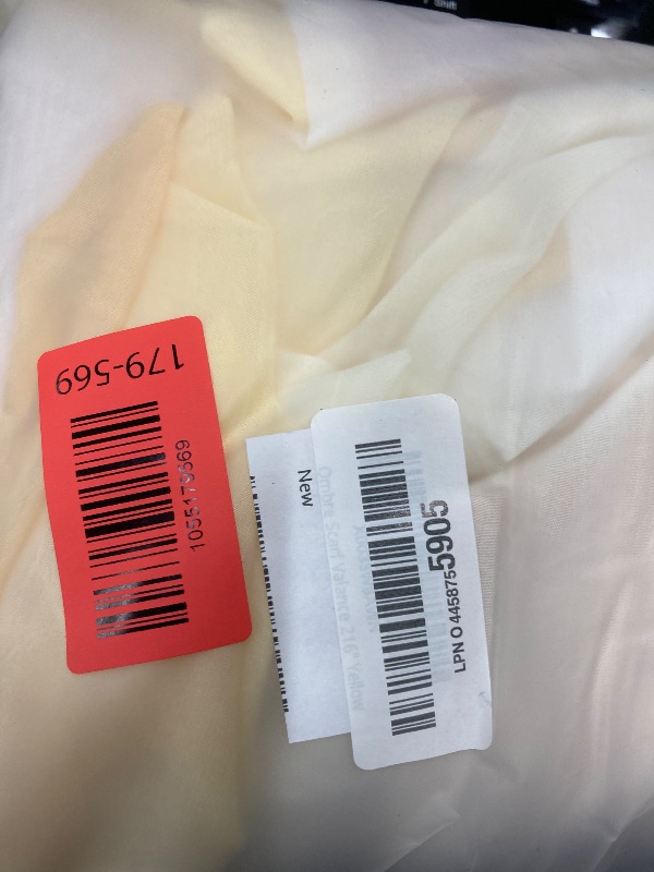 Photo 1 of 1 Piece Ombre Chiffon Sheer Window Scarf Valance Curtain 18ft for Living Room Bedroom Decor, 216 Inch Long Crinkle Soft Window Sheer Voile Valance for Holiday, Wedding Party Decor, Yellow, 52"W