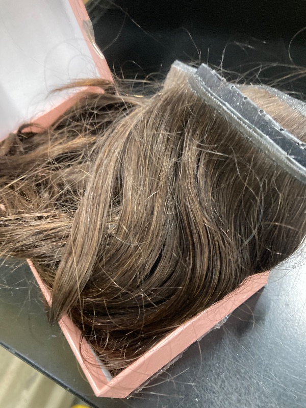 Photo 2 of WIGNEE Double Invisible PU OVO Human Hair Extensions 100% Remy Hair Weft Brown Hair Extensions Human Hair 2 PCS 14 Inch No Glue Genius Weft Micro Bead Real Human Hair Extensions (2)