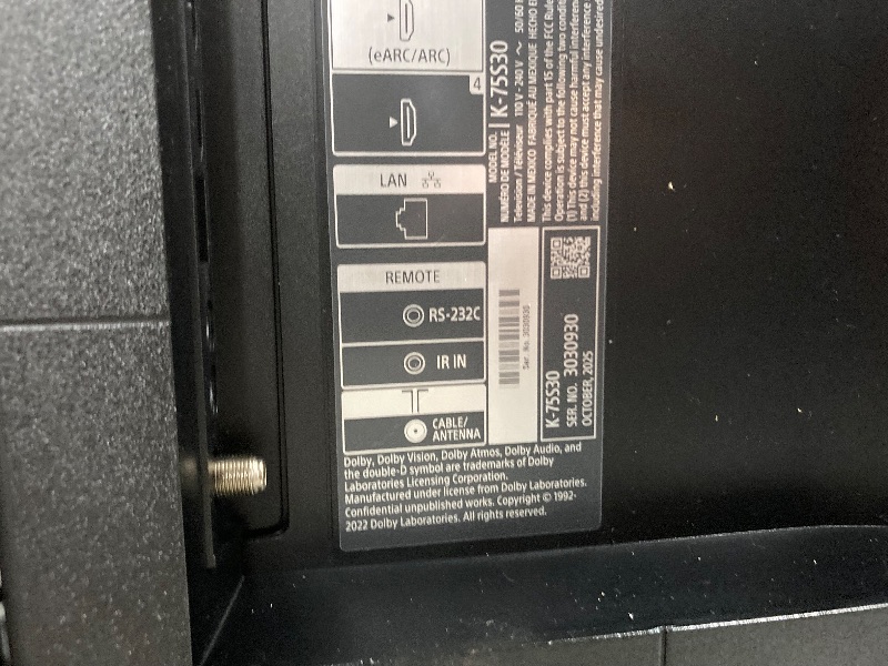 Photo 6 of Sony 75-Inch Class 4K Ultra HD BRAVIA 3 LED Smart TV with Google TV, Dolby Vision HDR, and Exclusive Features for PlayStation®5 (K-75S30)