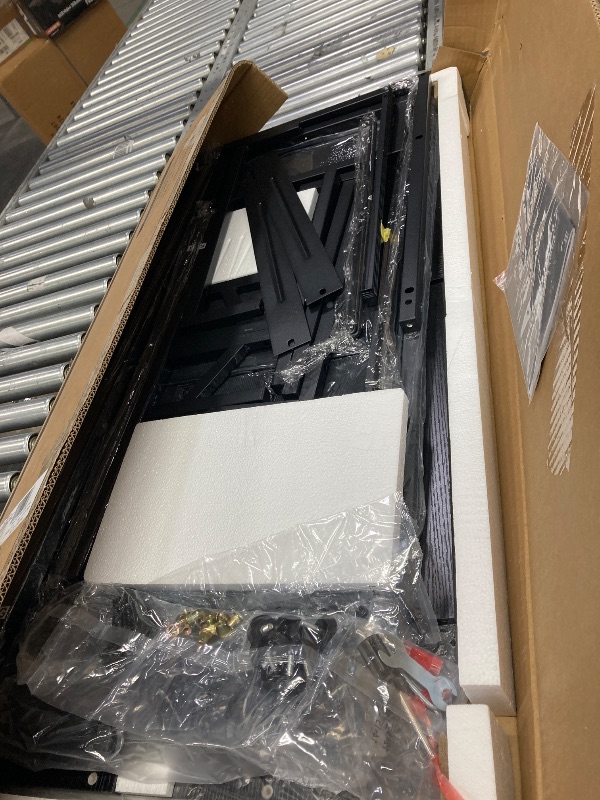 Photo 1 of 55 inch Computer Gaming Desk with LED Lights & Power Outlets, Home Office Desk with Storage Shelves & 5 Fabric Drawers, File Cabinet Monitor Stand, Black