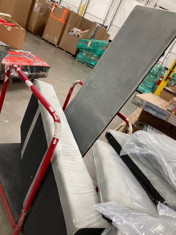 Photo 1 of ***THE 8 PIECES YOU SEE HERE ARE ALL THAT IS INCLUDED. THERE ARE NO OTHER PARTS***Pinmoco L-Shaped Sectional Sofa Couch for Living Room, 3 Seat Velvet Convertible Sofa with Movable Storage Ottoman and Side Pockets, Grey***THE 8 PIECES YOU SEE HERE ARE ALL