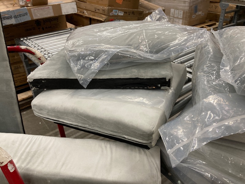 Photo 1 of ***THE 8 PIECES YOU SEE HERE ARE ALL THAT IS INCLUDED. THERE ARE NO OTHER PARTS***Pinmoco L-Shaped Sectional Sofa Couch for Living Room, 3 Seat Velvet Convertible Sofa with Movable Storage Ottoman and Side Pockets, Grey***THE 8 PIECES YOU SEE HERE ARE ALL