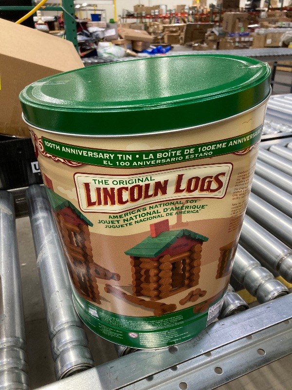View 2 of ***CAN IS BADLY DENTED***Lincoln Logs 100th Anniversary Tin***CAN IS BADLY DENTED**