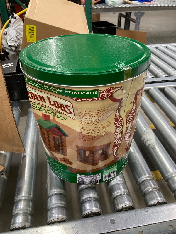View 4 of ***CAN IS BADLY DENTED***Lincoln Logs 100th Anniversary Tin***CAN IS BADLY DENTED**