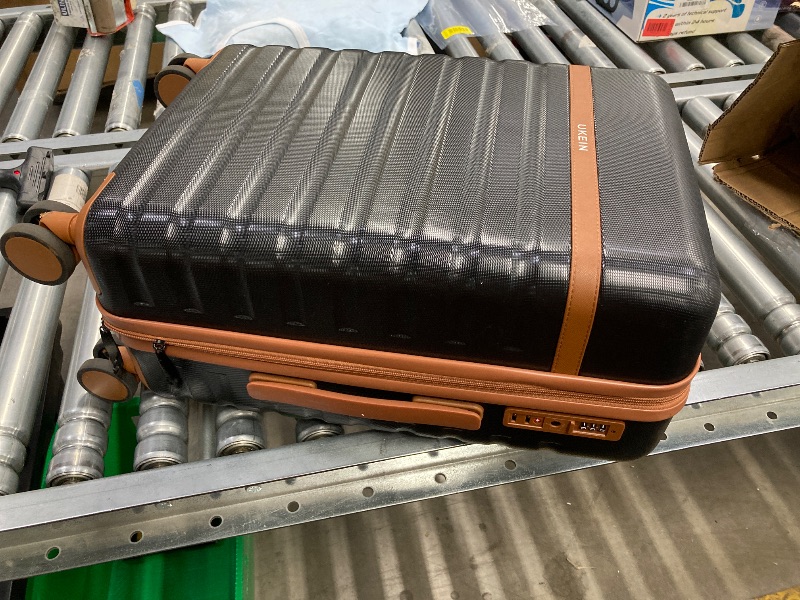 Photo 1 of ***PLZ NOTE WHEEL DAMAGE & MISSING WHEEL PICS***UKEIN Luggage Sets 3 Piece, Carry On Luggage 20In With Spinner Wheels,PC Hardside Suitcase Set with TSA Lock,Durable Carry On Suitcase With Travel Backpack for Men (Black, 3 piece set (20inch))***PLZ NOTE WH