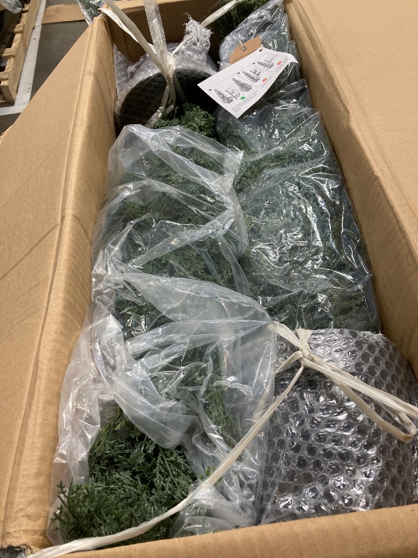 Photo 1 of Artificial Topiary Ball Tree, Indoor Realistic Faux Boxwood Bush Potted Plants, Outdoor Fake Shrubs Cedar Evergreen Plants for Home Living Room Front Porch Decor (2, 5ft)