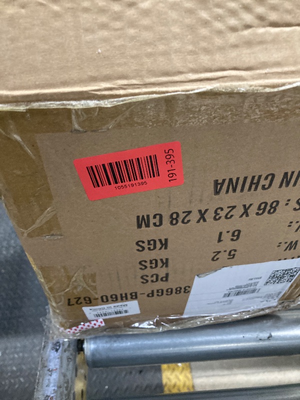 Photo 1 of 7FT Snow Flocked Artificial Full Christmas Tree, Unlit Pine Christmas Tree with 760 Branch Tips and Foldable Base, Hinged Holiday Tree for Home, Party Decoration (Unlit Green-White, 7FT)