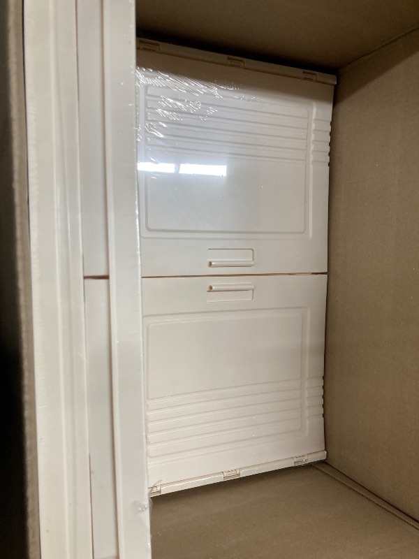 Photo 1 of  Large Stackable Storage Bins with Lids, 141Gal Foldable Storage Bins with Doors and Wheels, Collapsible Closet Organizers for Home Office, Christmas Gifts - 3 Pack - Off White