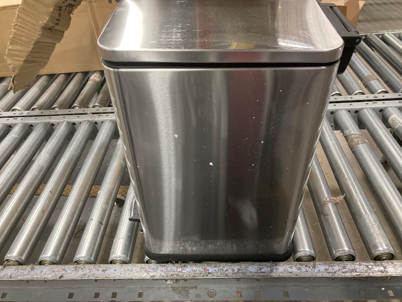 Photo 1 of ***LID CLOSES CROOKED AS SEEN IN PICS***Home Zone Living 4 Gallon Slim Kitchen Trash Can with Soft Close Lid and Step Pedal, Stainless Steel Wastebasket with Removable Liner, Silver, ***(USED SOME SCUFFS/SCRATCHES)******LID CLOSES CROOKED AS SEEN IN PICS*