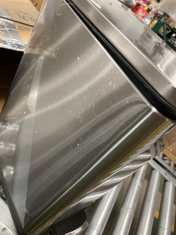 Photo 1 of ***LID CLOSES CROOKED AS SEEN IN PICS***Home Zone Living 4 Gallon Slim Kitchen Trash Can with Soft Close Lid and Step Pedal, Stainless Steel Wastebasket with Removable Liner, Silver, ***(USED SOME SCUFFS/SCRATCHES)******LID CLOSES CROOKED AS SEEN IN PICS*