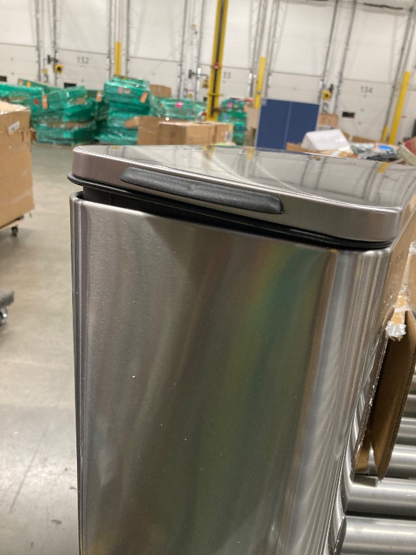 Photo 1 of ***LID CLOSES CROOKED AS SEEN IN PICS***Home Zone Living 4 Gallon Slim Kitchen Trash Can with Soft Close Lid and Step Pedal, Stainless Steel Wastebasket with Removable Liner, Silver, ***(USED SOME SCUFFS/SCRATCHES)******LID CLOSES CROOKED AS SEEN IN PICS*