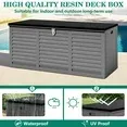 Photo 1 of 130 Gallon Resin Deck Box, Outdoor Lockable Storage Container for Patio Cushions, Garden Tools, Pool Supplies, Toys, Waterproof and UV Resistant, Reinforced Rib Design, Gray