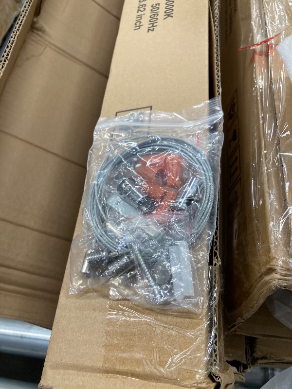 Photo 1 of **Missing the light cable in one box/**8FT LED Linear Light,100/90/80/70/60W Up and Down Light, 3000/4000/5000K CCT,Commercial And Residential Linear Lights Fixture for Office,Pendant Lights for Home,Shop,Garage,Basement,School-4Pack
