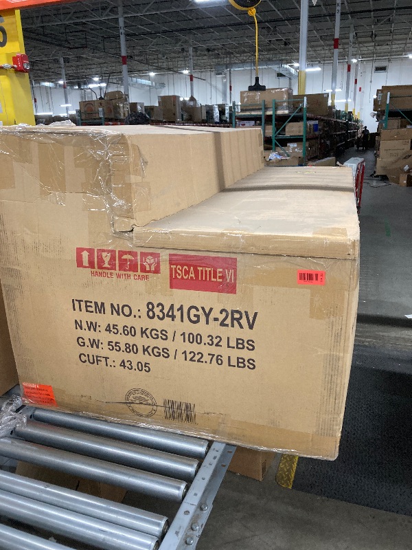 Photo 1 of Lexicon Small Couch Mid Century Modern Sofa Living Room Sofa Couch with 2 Accent Pillows, Button Tufted Upholstered Small Sofa for Bedroom/Waiting Room/Office/Apartment, 70'' Loveseat, Grey Chenille