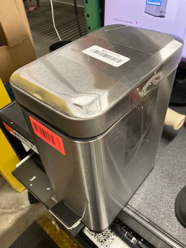 View 2 of ***He's a little withdrawn.**Reli. Small Trash Can with Lid, 1.3 Gallon (5 Liter) | Stainless Steel (Silver) | Small Bathroom Trash Can | Step Pedal Garbage Bin with Removable Bucket, Kitchen | Rectangular Metal Bin
