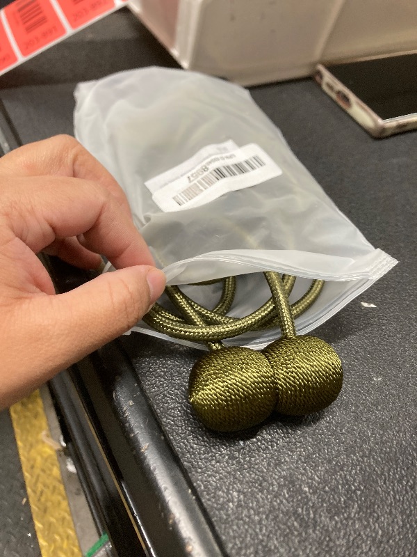 View 2 of ***ONLY 3/ MISSING ONE***IHClink Strong Magnetic Curtain Tiebacks Decorative Curtain Holdbacks Holders Woven Curtain Ties Buckles Ropes for Drapes Window (Green,4pcs)