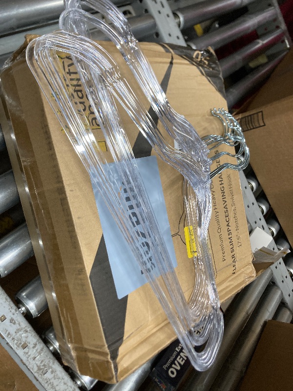 Photo 1 of ***(MISSING PIECES -12 PACK ONLY)*** Quality Hangers Clear Plastic Hangers for Clothes | 12 Pack - 17.5 Inch | Heavy Duty Hangers Space Saving Crystal Acrylic | 360 Degree Swivel Hook and Notches (Clear,12) (ONLY 12 piece)