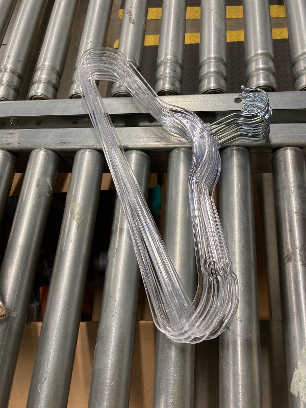 Photo 1 of ***(MISSING PIECES -12 PACK ONLY)*** Quality Hangers Clear Plastic Hangers for Clothes | 12 Pack - 17.5 Inch | Heavy Duty Hangers Space Saving Crystal Acrylic | 360 Degree Swivel Hook and Notches (Clear,12) (ONLY 12 piece)