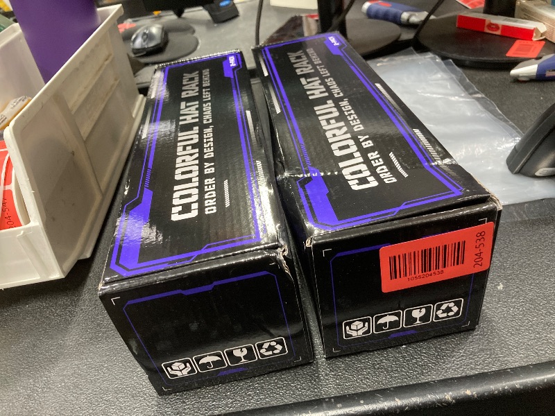 Photo 1 of *2 pack* Artexium Acrylic Hat Organizer for Baseball Caps ,No Install Hat Holder for Closet, Bedroom, Dresser, 2 Pack Baseball Cap Organizer with 7 Slots, Space Saving & Modern Display (Colorful*2)