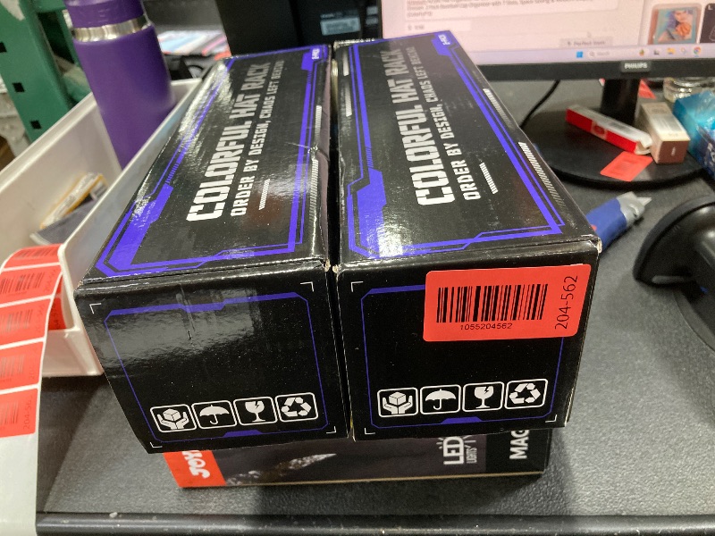 Photo 1 of *2 Pack* Artexium Acrylic Hat Organizer for Baseball Caps ,No Install Hat Holder for Closet, Bedroom, Dresser, 2 Pack Baseball Cap Organizer with 7 Slots, Space Saving & Modern Display (Colorful*2)