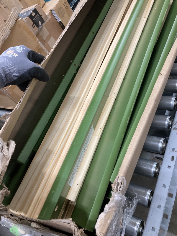 Photo 1 of *Pieces Broken/Cracked * Parts only * Selling as is* Walker Edison Modern Solid Wood Twin Over Twin Bunk Bed, Olive Green
