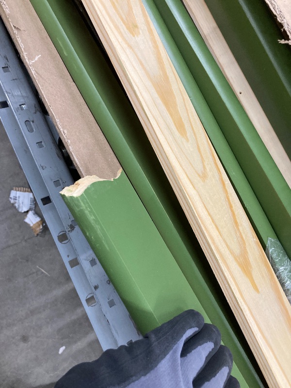 Photo 1 of *Pieces Broken/Cracked * Parts only * Selling as is* Walker Edison Modern Solid Wood Twin Over Twin Bunk Bed, Olive Green
