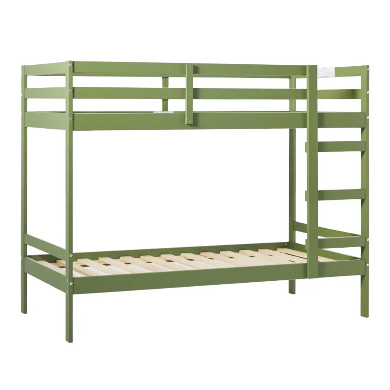 Photo 1 of *Pieces Broken/Cracked * Parts only * Selling as is* Walker Edison Modern Solid Wood Twin Over Twin Bunk Bed, Olive Green

