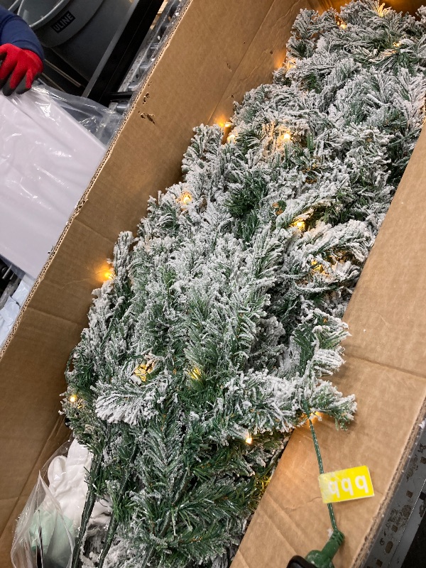 Photo 1 of *Size Unknown* Vavsea Flocked Green Christmas Tree, Gloves, Little Fence, Tree Stand, Tree Skirt, Carrying Bag