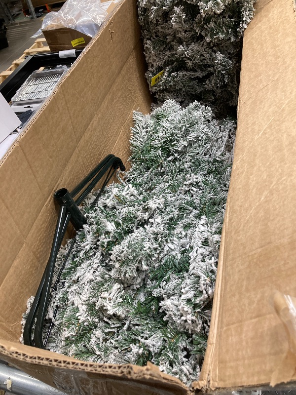 Photo 1 of *Size Unknown* Vavsea Flocked Green Christmas Tree, Gloves, Little Fence, Tree Stand, Tree Skirt, Carrying Bag