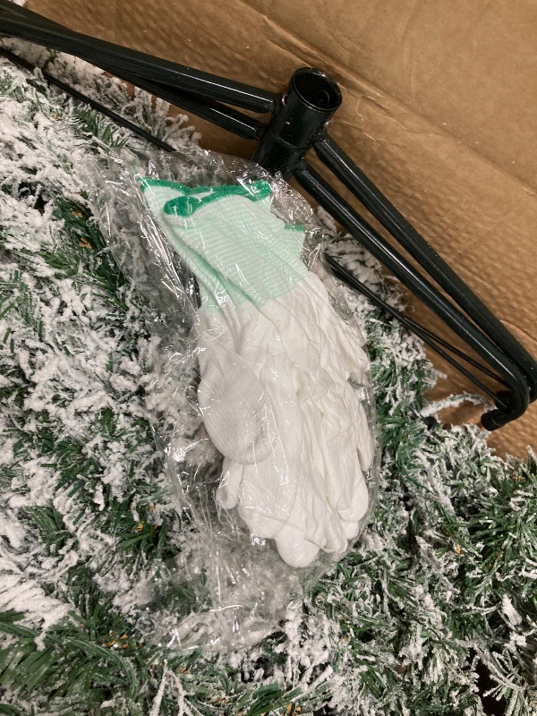 Photo 1 of *Size Unknown* Vavsea Flocked Green Christmas Tree, Gloves, Little Fence, Tree Stand, Tree Skirt, Carrying Bag