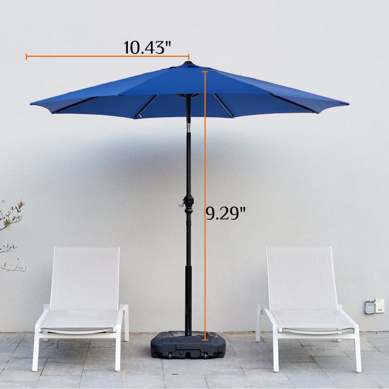 View 1 of *Pole and Umbrella Top with small scratches* CONCETTA 9FT Patio Umbrella w/ Tilt & Crank, UV Protection, Blue - Garden, Beach, Outdoor Use
