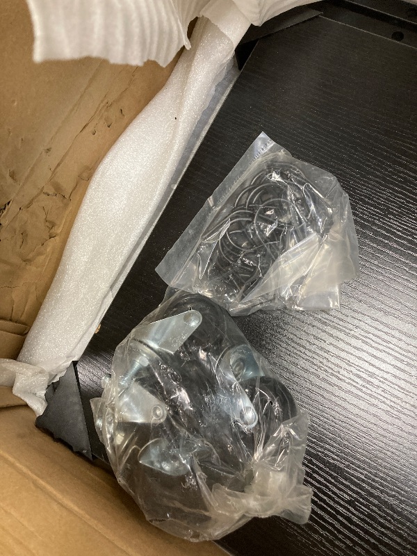 Photo 1 of 40" Rolling Kitchen Cart Island with Wheels and Storage Shelves, Copedvic 3-Tier Kitchen Bakers Rack Microwave Cart Oven Stand with 10 Hooks, Black