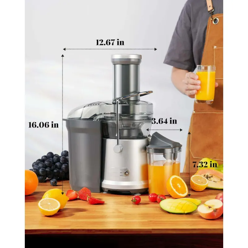 Photo 1 of *Dirty* Juicer Machine, 1200W Centrifugal Juicer Extractor with Wide Mouth 3.2" Feed Chute for Fruit Vegetable, Easy to Clean, Silver
