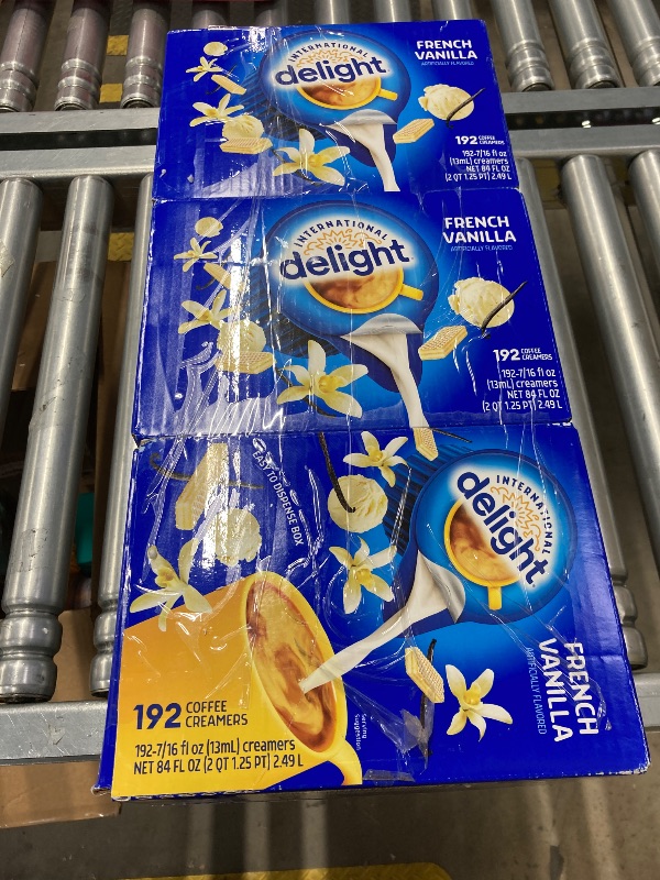 Photo 1 of *BBD Jan 06, 2026* International Delight, French Vanilla, Single-Serve Coffee Creamers, 192 Count (Pack of 3), Shelf Stable Non-Dairy Flavored Coffee Creamer, Great for Home Use, Offices, Parties or Group Events
