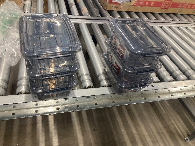 Photo 1 of **The first photo is only to the reference**Tribello Small Storage Container Bin With Lids, 1.25Q Mini Plastic Storage Container With Latching Lids For Organizing - Tinted - (8’' x 6” x 3”) 1.25 Quart -- Made in EU