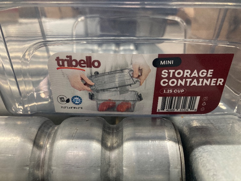 Photo 1 of **The first photo is only to the reference**Tribello Small Storage Container Bin With Lids, 1.25Q Mini Plastic Storage Container With Latching Lids For Organizing - Tinted - (8’' x 6” x 3”) 1.25 Quart -- Made in EU