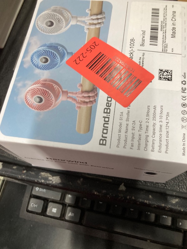 Photo 1 of ***Factory seal***

Bearwind Mini Portable Stroller Fan for Travel,360° Rotation,4-Speed LED Night Light Clip on Fans Operated by Rechargeable Battery, Baby Essentials for Car Seat Beach Bed Golf Cart (Black)