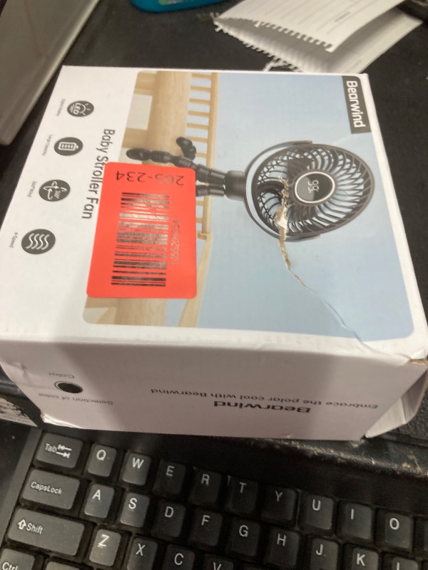 Photo 1 of ***Factory seal***
Bearwind Mini Portable Stroller Fan for Travel,360° Rotation,4-Speed LED Night Light Clip on Fans Operated by Rechargeable Battery, Baby Essentials for Car Seat Beach Bed Golf Cart (Black)