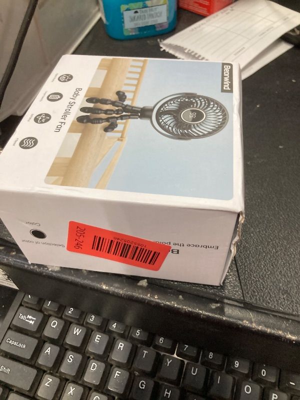 Photo 1 of ***Factory seal***
Bearwind Mini Portable Stroller Fan for Travel,360° Rotation,4-Speed LED Night Light Clip on Fans Operated by Rechargeable Battery, Baby Essentials for Car Seat Beach Bed Golf Cart (Black)