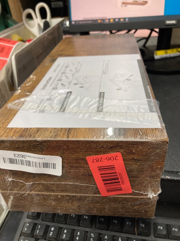 Photo 1 of ***Factory seal***

QEEIG Floating Shelves for Wall Bathroom Shelf Bedroom Kitchen Living Room Hanging Book Shelves Small Farmhouse Decor 16 inch Set of 3, Rustic Brown (015-BN3)