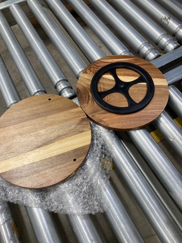 Photo 1 of 10" Two-Tier Acacia Wood Lazy Susan Organizer Kitchen Turntable for Cabinet Pantry Table Organization