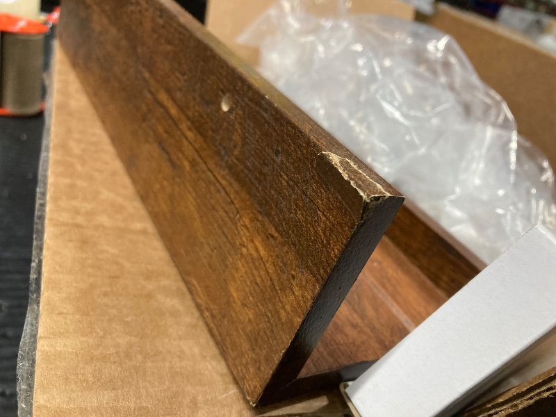 Photo 1 of ***MISSING HARDWARE***Muzilife 12" Small Floating Wall Ledge Shelves with Lip - Set of 2 Wood Floating Shelves - Honey Brown Wall Mounted Picture Ledge for Office, Bathroom, Bedroom, Living Room, Kitchen***MISSING HARDWARE***