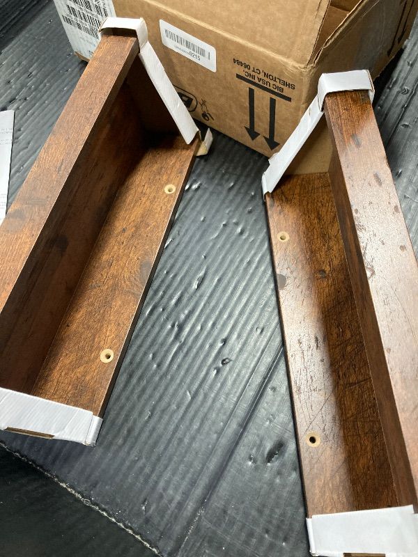 Photo 1 of ***MISSING HARDWARE***Muzilife 12" Small Floating Wall Ledge Shelves with Lip - Set of 2 Wood Floating Shelves - Honey Brown Wall Mounted Picture Ledge for Office, Bathroom, Bedroom, Living Room, Kitchen***MISSING HARDWARE***