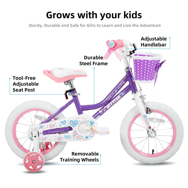 Photo 1 of JOYSTAR Angel Girls Bike 14 Inch Kids Bike With Training Wheels for 3-5 Years Old Girls,Toddler Bicycle,Purple