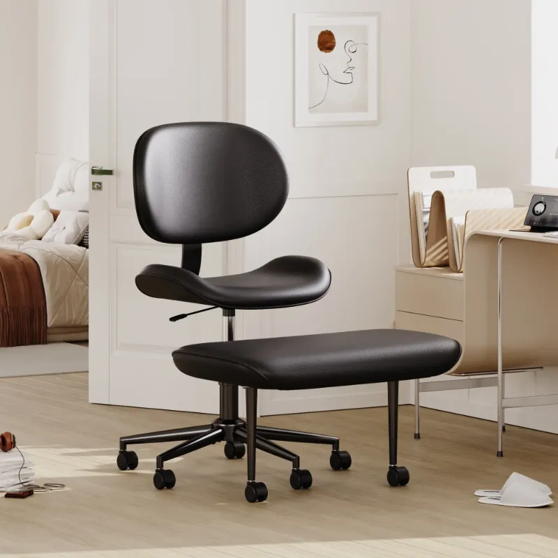 Photo 1 of Pinmoco Upgraded Ergonomic Cross Legged Swivel Chair, Adjustable Height and PU Leather, Meditation& ADHA Chair with Back Support, Black