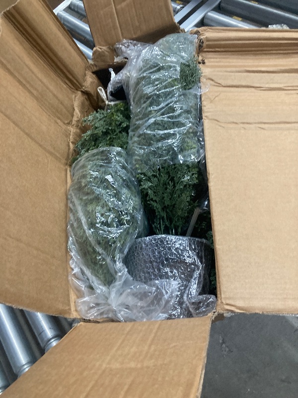 Photo 1 of ** the first photo is only to a reference**Artificial Cedar Tree 2 Pack 3 ft Outdoor Artificial Topiary Cedar Plants Fake Tree UV Rated Potted Plants for Porch Decor Faux Pine Tree for Perfect Housewarming Gift